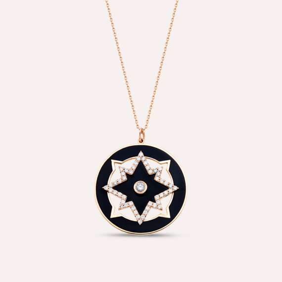 Blackstar 0.44 CT Diamond and Black Enamel Pendant - 1