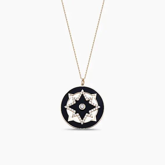 Blackstar Pırlanta Taşlı ve Siyah Mineli Kolye - 1