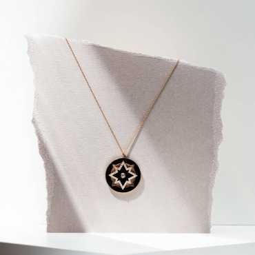 Blackstar Pırlanta Taşlı ve Siyah Mineli Kolye - Nev Jewellery (1)