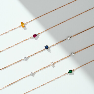 Blake 0.12 CT Damla Kesim Zümrüt Taşlı Rose Altın Bileklik - Nev Jewellery (1)