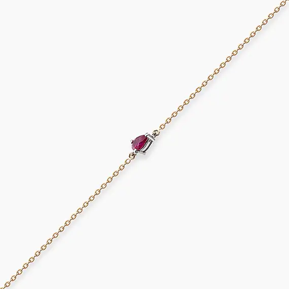 Blake 0.16 CT Damla Kesim Yakut Taşlı Rose Altın Bileklik - 3