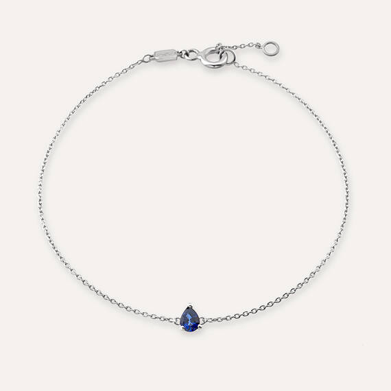 Blake 0.21 CT Damla Kesim Safir Taşlı Beyaz Altın Bileklik - 1