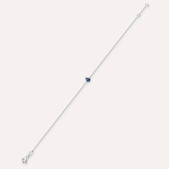 Blake 0.21 CT Damla Kesim Safir Taşlı Beyaz Altın Bileklik - 4