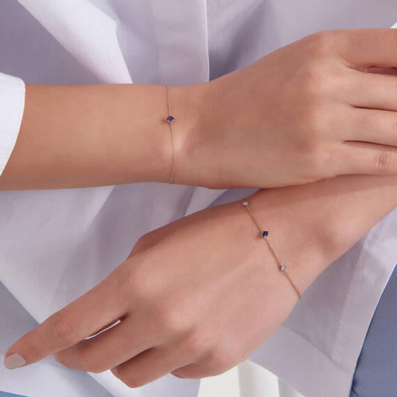 Blake 0.21 CT Damla Kesim Safir Taşlı Beyaz Altın Bileklik - 3