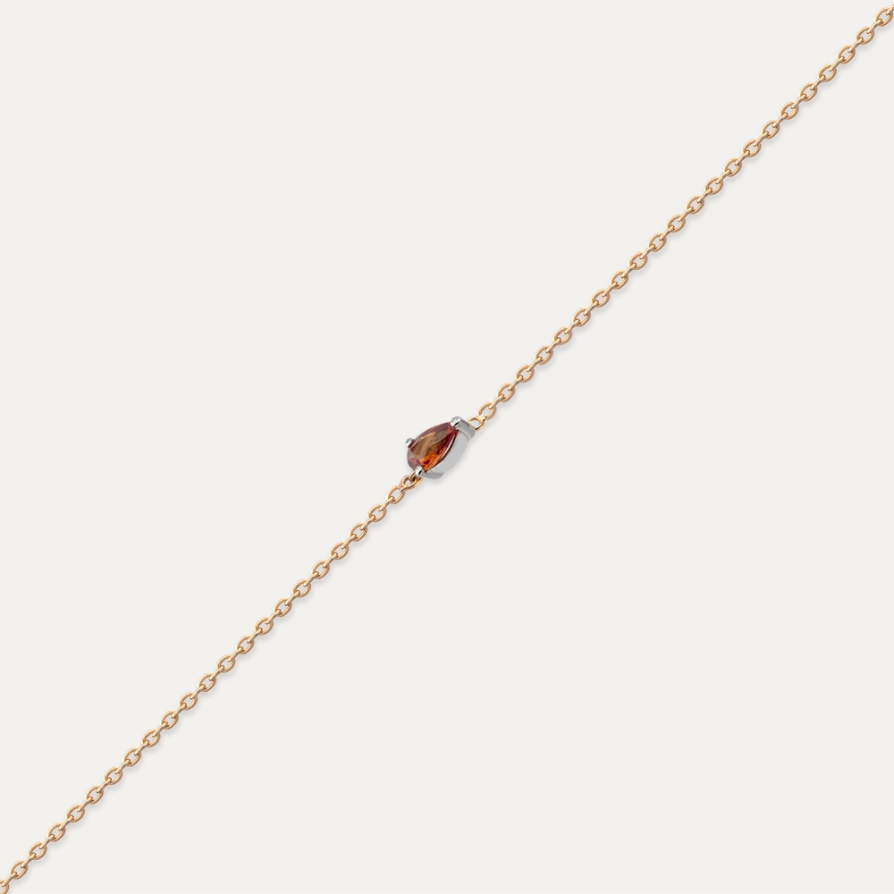 Blake 0.19 CT Damla Kesim Orange Safir Taşlı Rose Altın Bileklik - 4