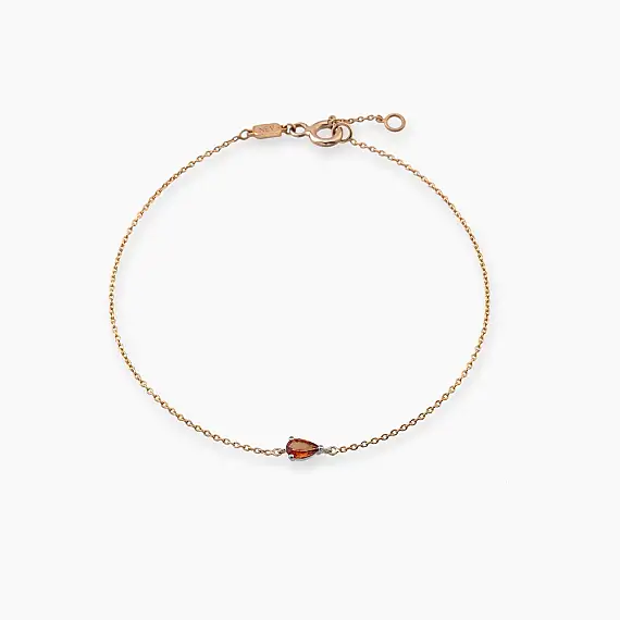 Blake 0.19 CT Damla Kesim Orange Safir Taşlı Rose Altın Bileklik - 1
