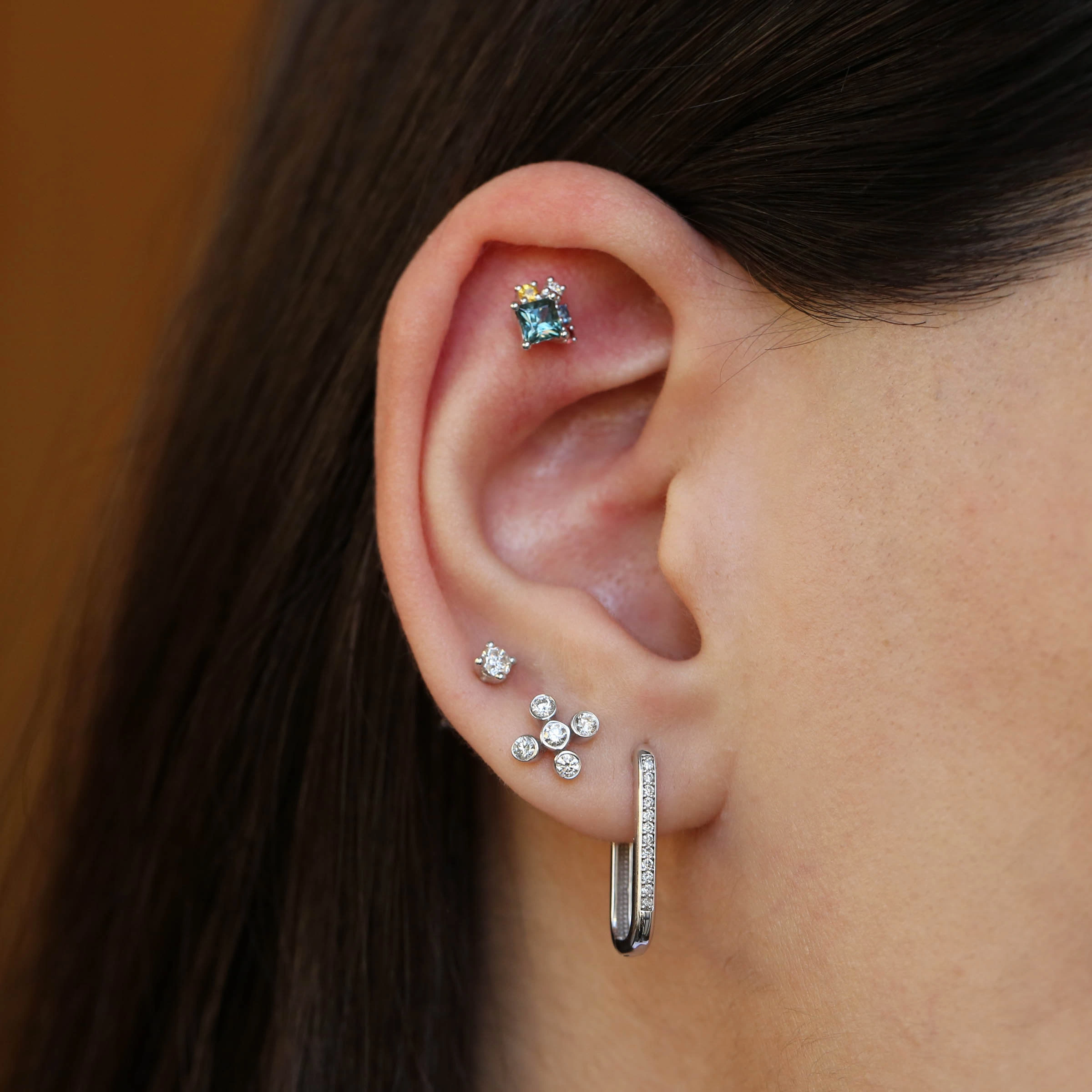 Bliss Flo Pırlanta Taşlı Beyaz Altın Tek Küpe - Nev Jewellery (1)