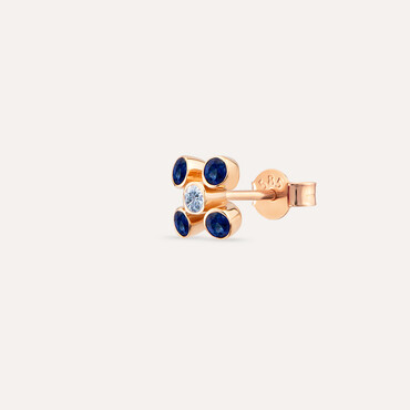 Bliss 0.23 CT Blue Sapphire Rose Gold Mini Single Earring - Nev Jewellery