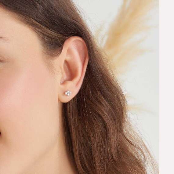 Bliss Cloud 0.12 CT Pırlanta Taşlı Mini Tek Küpe - 3