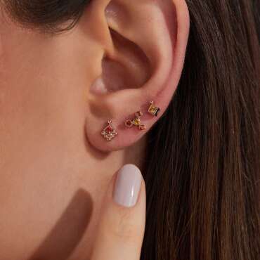 Bliss Four 0.21 CT Orange Sapphire and Yellow Sapphire Mini Single Earring - Nev Jewellery (1)