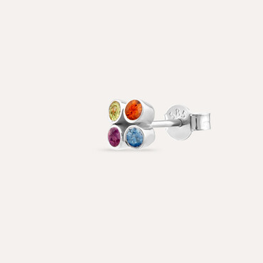 Bliss Frame 0.19 CT Multicolor Sapphire Mini Single Earring - Nev Jewellery