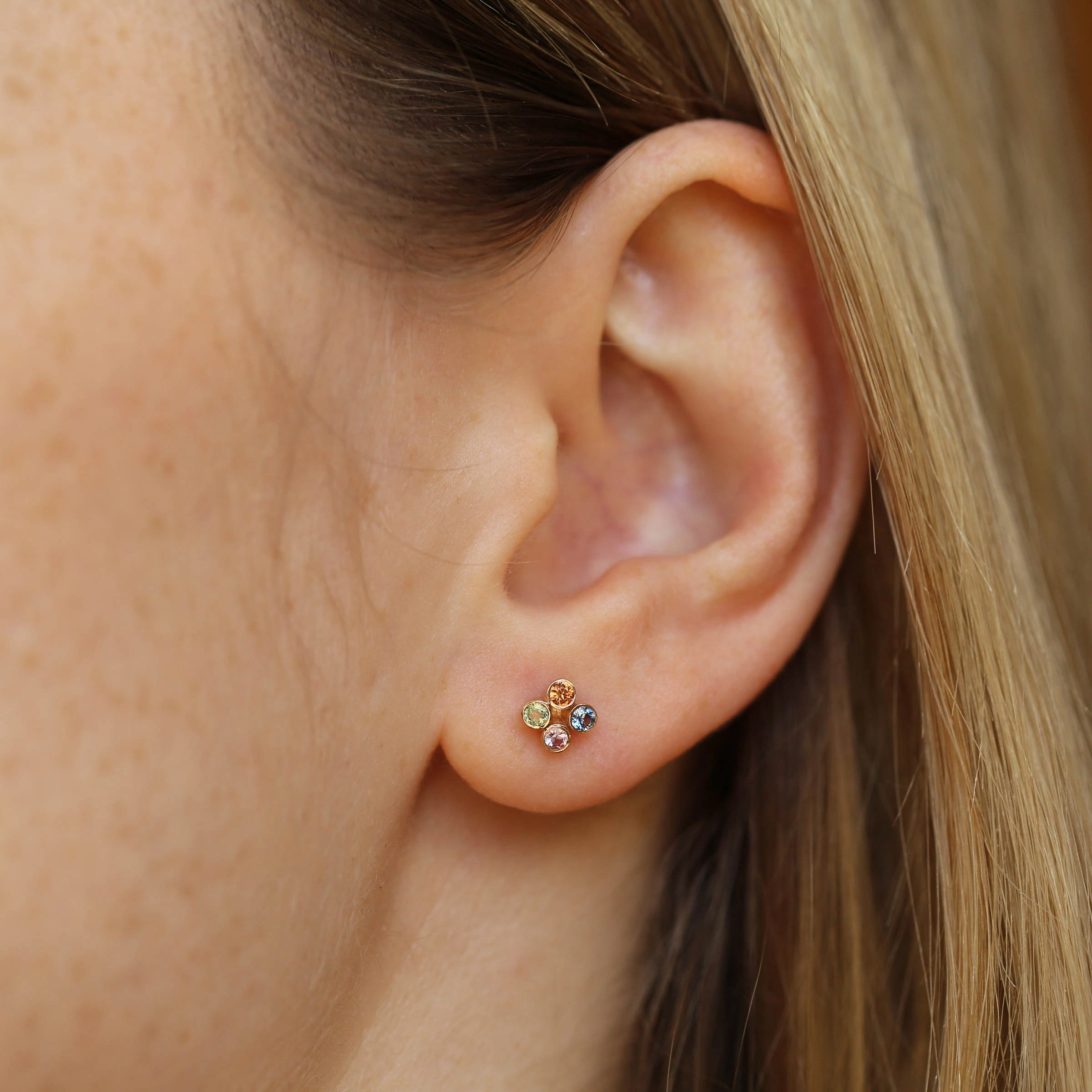 Bliss Frame 0.19 CT Multicolor Sapphire Rose Gold Mini Single Earring - Nev Jewellery (1)