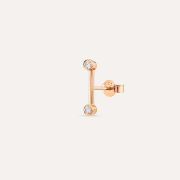 Bliss Line 0.07 CT Diamond Rose Gold Mini Single Earring - Nev Jewellery