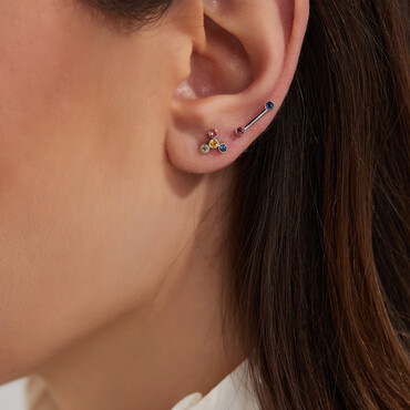 Bliss Line 0.11 CT Blue Sapphire and Red Sapphire Mini Single Earring - Nev Jewellery (1)