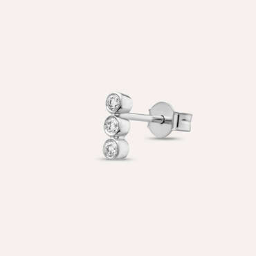 Bliss Three 0.10 CT Pırlanta Taşlı Mini Tek Küpe - Nev Jewellery