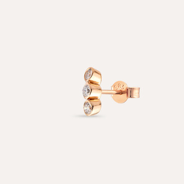 Bliss Three 0.10 CT Diamond Rose Gold Mini Single Earring - Nev Jewellery
