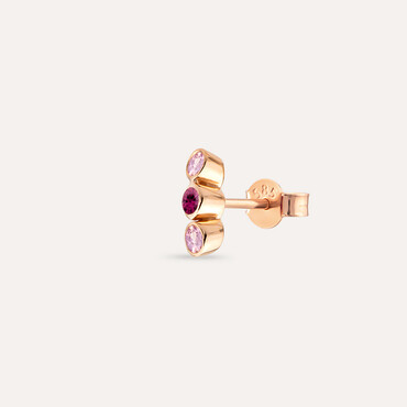 Bliss Three 0.12 CT Pink Sapphire and Red Sapphire Mini Single Earring - Nev Jewellery