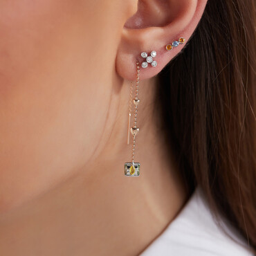 Bliss Three 0.16 CT Orange Sapphire and Blue Sapphire Mini Single Earring - Nev Jewellery (1)