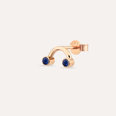 Bliss Two 0.10 CT Dark Blue Sapphire Rose Gold Mini Single Earring - Nev Jewellery