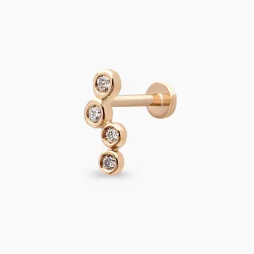 Bliss Wave Pırlanta Taşlı Rose Altın Piercing - Nev Jewellery (1)