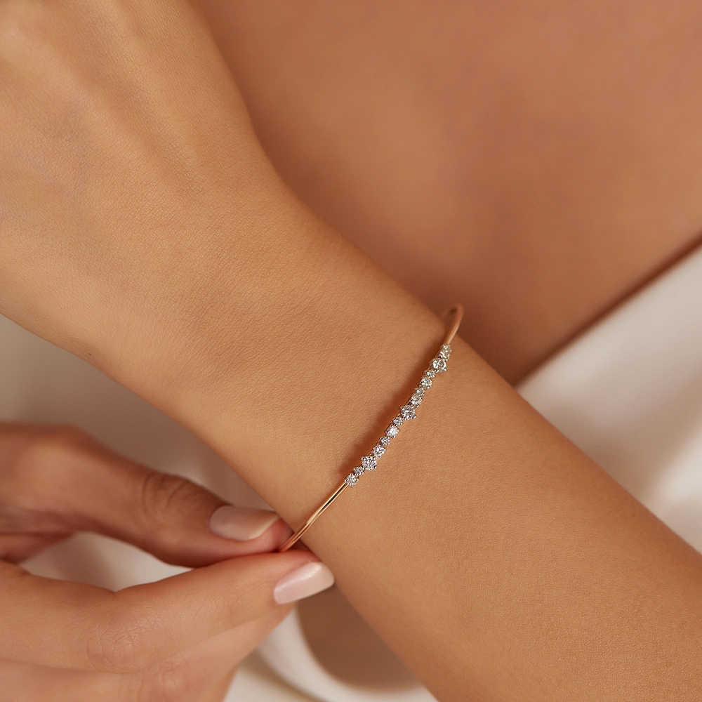 Bloom Pırlanta Taşlı Rose Altın Bileklik - Nev Jewellery (1)