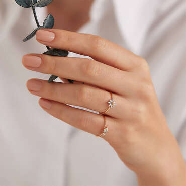 Blossom 0.14 CT Yellow Safir ve Baget Pırlanta Taşlı Yüzük - Nev Jewellery (1)