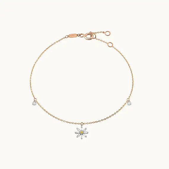 Blossom Orange Safir ve Baget Pırlanta Taşlı Rose Altın Halhal - 1