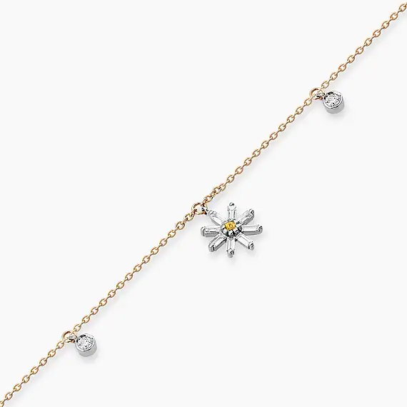 Blossom Orange Safir ve Baget Pırlanta Taşlı Rose Altın Halhal - 3