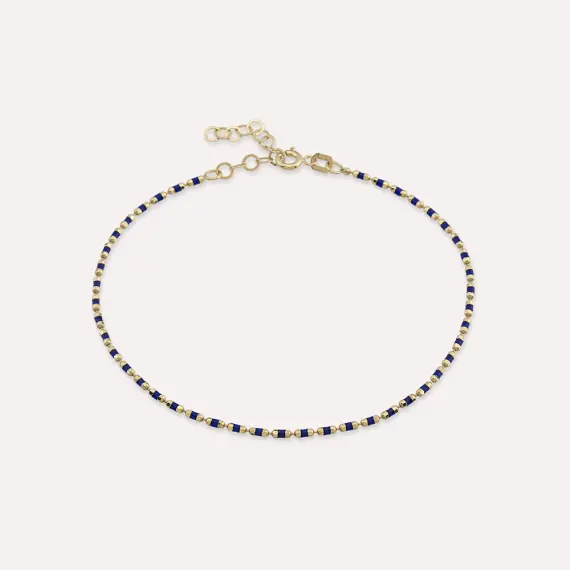 Navy Blue Enamel Yellow Gold Golf Bracelet - 1