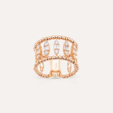 Boho 0.64 CT Baget Pırlanta Taşlı Rose Altın Tamtur Yüzük - Nev Jewellery (1)