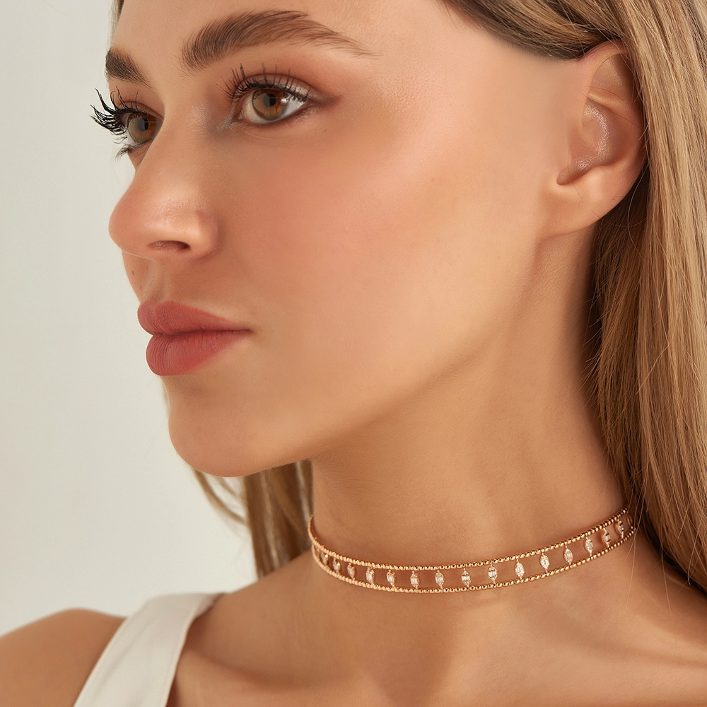 Boho 0.64 CT Baguette Cut Diamond Rose Gold Chooker - Nev Jewellery (1)