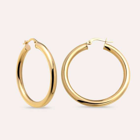 Bold Yellow Gold Hoop Earring - 2