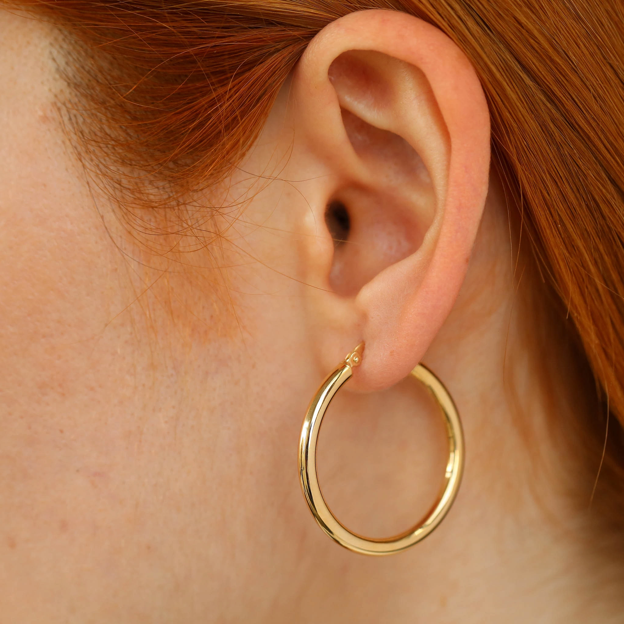 Bold Yellow Gold Hoop Earring - 1