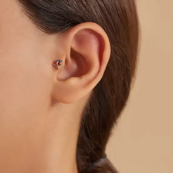 Bona Multicolor Sapphire and Diamond Rose Gold Piercing - 2