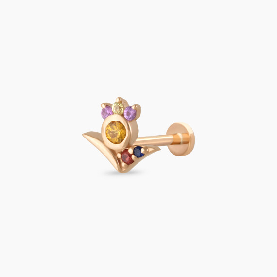 Bona Multicolor Sapphire Rose Gold Piercing - Nev Jewellery