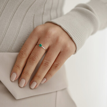 Bonbon Zümrüt, Safir ve Pırlanta Taşlı Beyaz Altın Yüzük - Nev Jewellery (1)