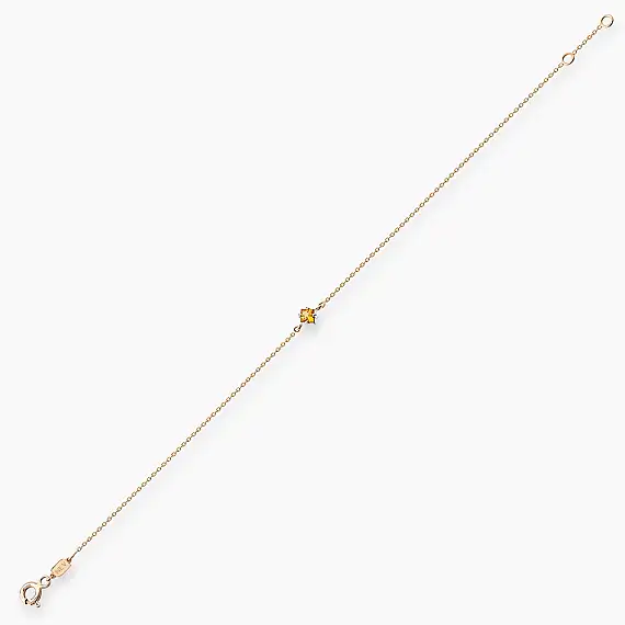 Bonnie 0.17 CT Kalibre Kesim Yellow Safir Taşlı Rose Altın Bileklik - 5