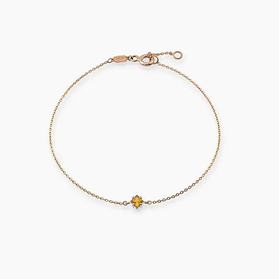 Bonnie 0.17 CT Kalibre Kesim Yellow Safir Taşlı Rose Altın Bileklik - 1