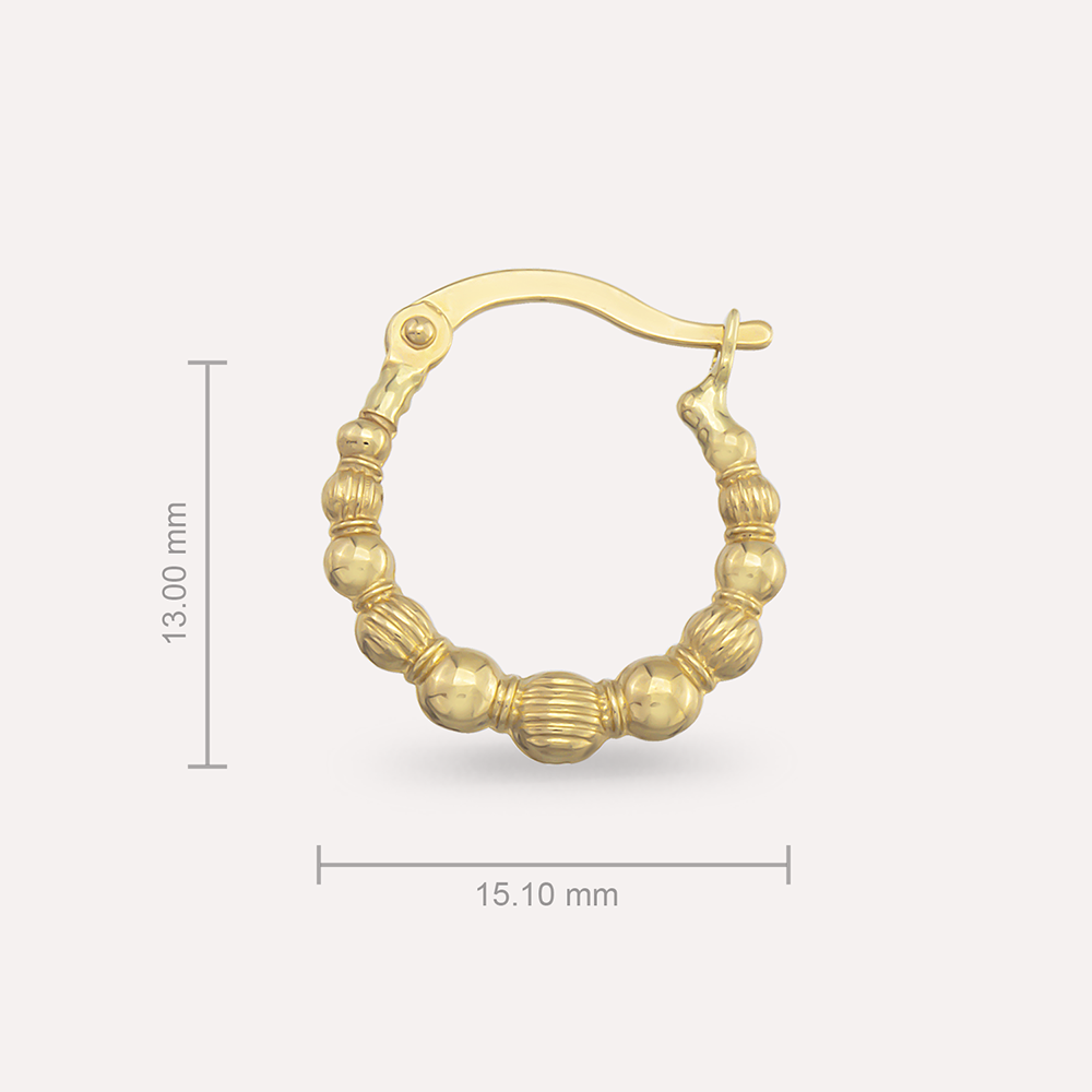 Bony Yellow Gold Hoop Earring - 3