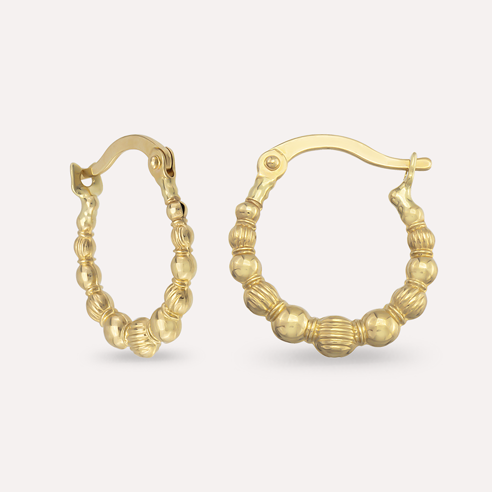 Bony Yellow Gold Hoop Earring - 2