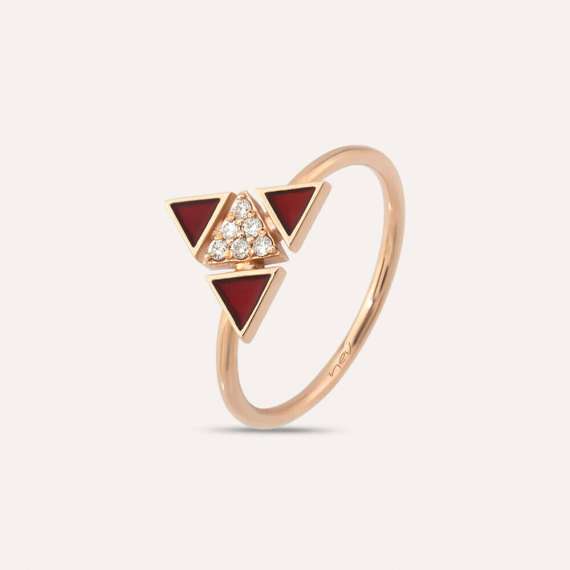 Boson 0.06 CT Diamond and Burgundy Enamel Ring - 3