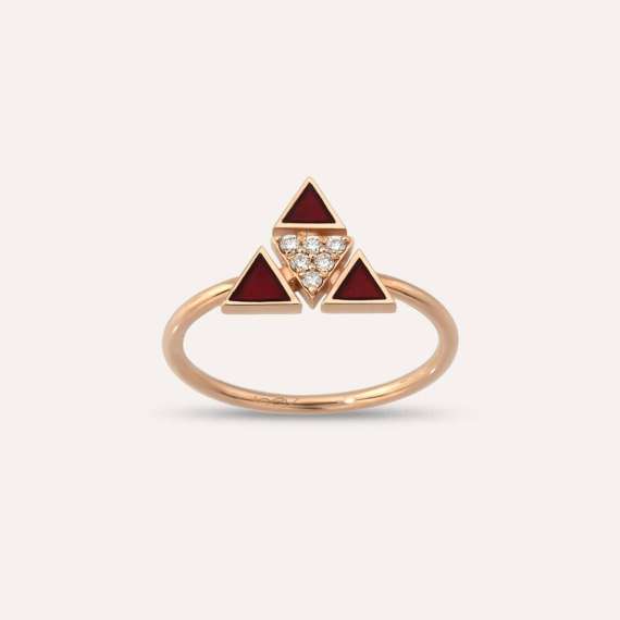 Boson 0.06 CT Diamond and Burgundy Enamel Ring - 1