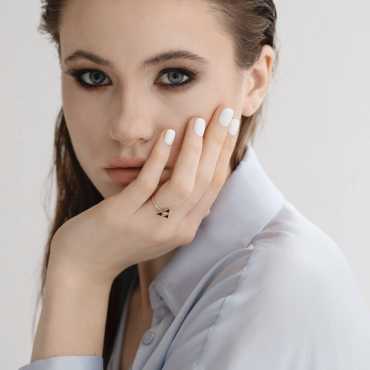 Boson Pırlanta Taşlı ve Bordo Mineli Yüzük - Nev Jewellery