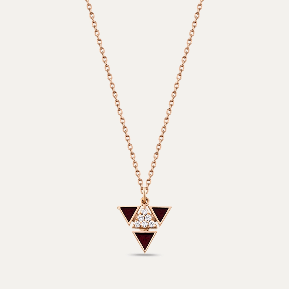 Boson 0.07 CT Diamond and Burgundy Enamel Pendant - 1