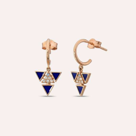 Boson 0.12 CT Diamond and Navy Blue Enamel Earring - 1