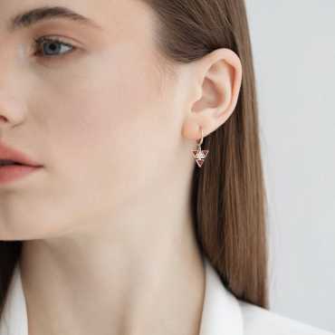 Boson Pırlanta Taşlı ve Bordo Mineli Küpe - Nev Jewellery (1)