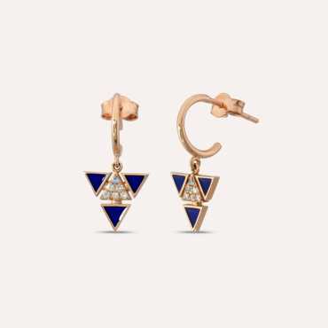 Boson Pırlanta Taşlı ve Lacivert Mineli Küpe - Nev Jewellery
