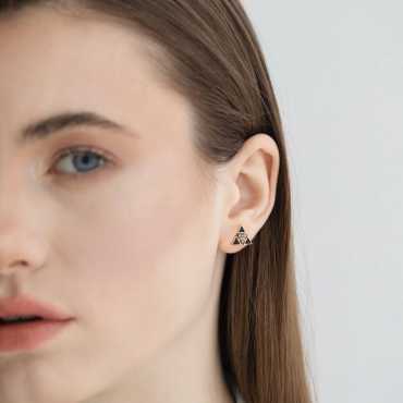 Boson 0.18 CT Brown Diamond and Black Enamel Earring - Nev Jewellery (1)