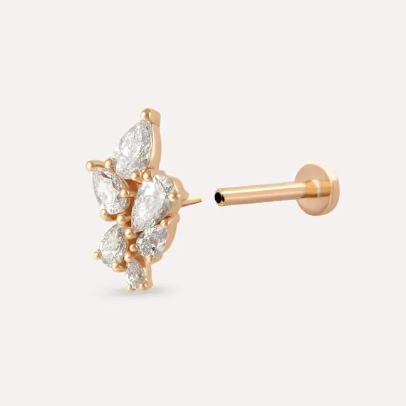 Bunch 0.38 CT Diamond Rose Gold Piercing - 4