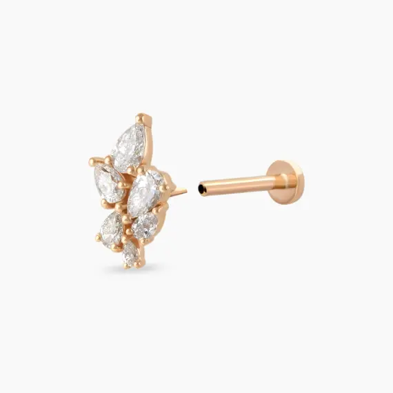Bunch 0.38 CT Diamond Rose Gold Piercing - 5